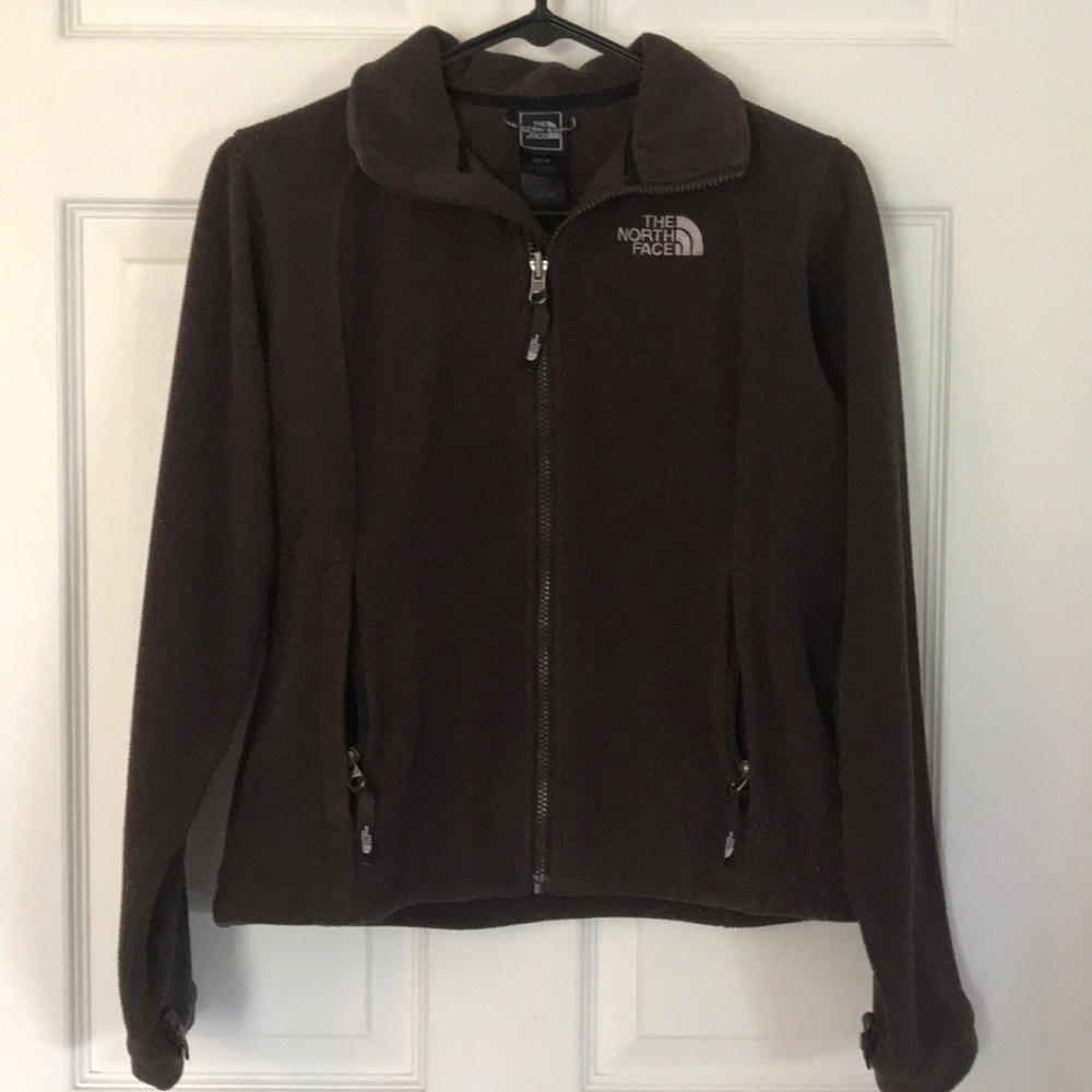 Brown North Face full zip up jacket.